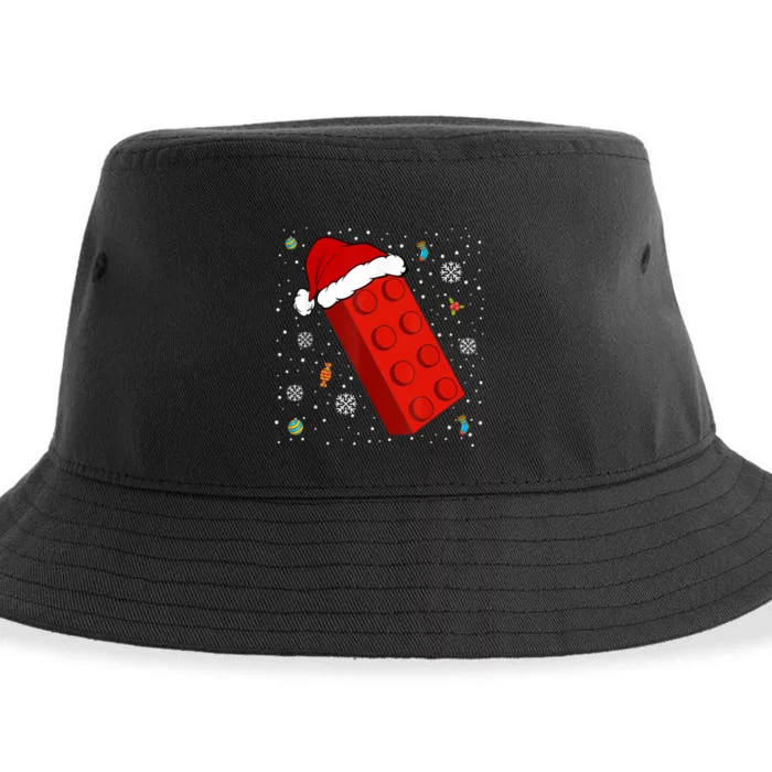 Block Brick Building Santa Xmas Christmas Master Builder Sustainable Bucket Hat