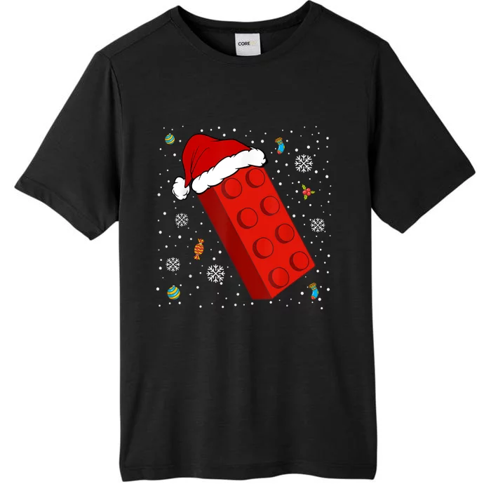 Block Brick Building Santa Xmas Christmas Master Builder ChromaSoft Performance T-Shirt