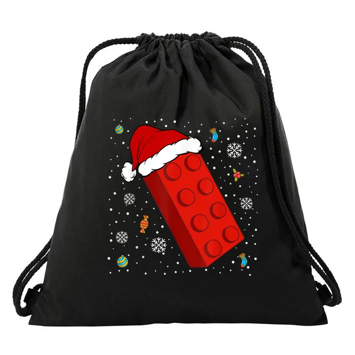 Block Brick Building Santa Xmas Christmas Master Builder Drawstring Bag