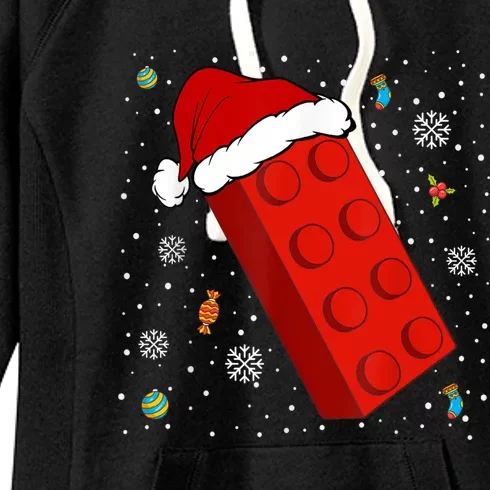 Block Brick Building Santa Xmas Christmas Master Builder Women's Fleece Hoodie