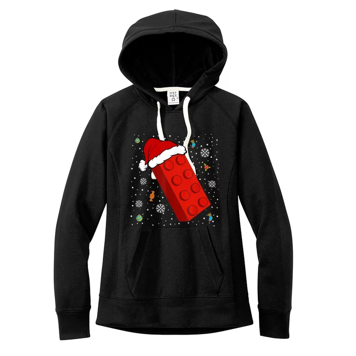 Block Brick Building Santa Xmas Christmas Master Builder Women's Fleece Hoodie