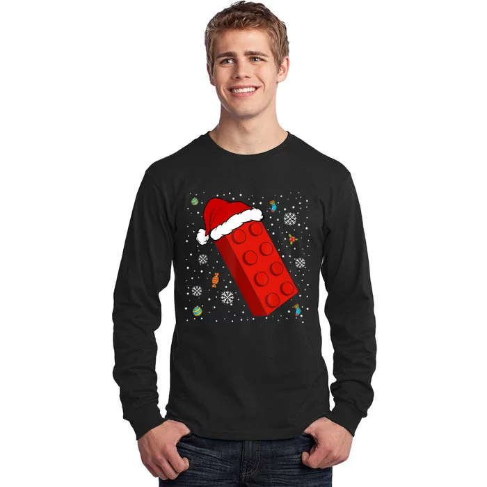 Block Brick Building Santa Xmas Christmas Master Builder Tall Long Sleeve T-Shirt