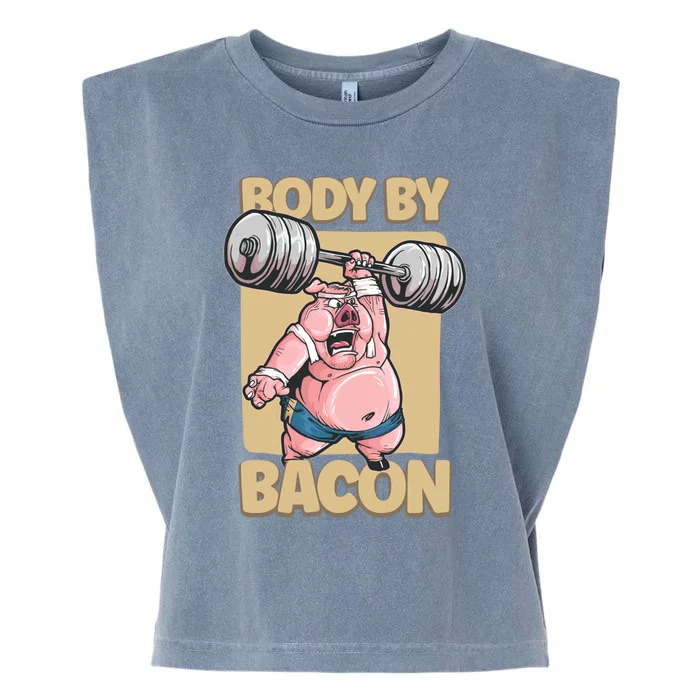 Body By Bacon Keto Diet Pork Workout Pig Exercise Gift Garment-Dyed Women's Muscle Tee