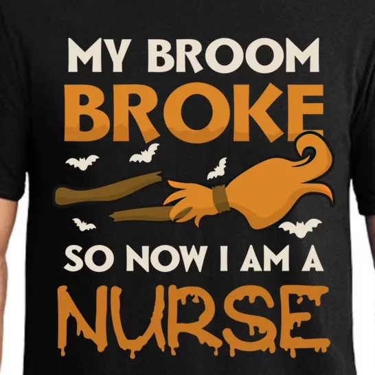 Broom Broke Became Nurse Design Halloween Nurse Gift Pajama Set