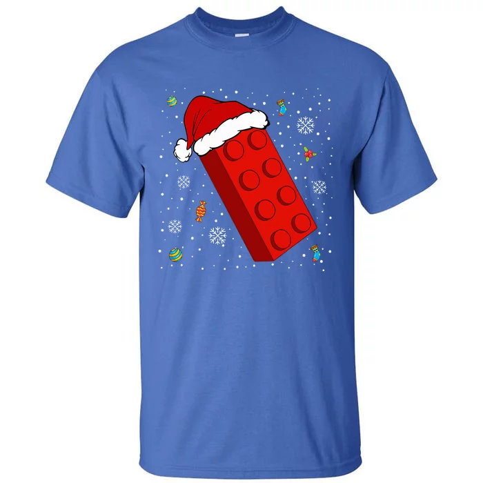 Block Brick Building Santa Xmas Christmas Master Builder Tall T-Shirt