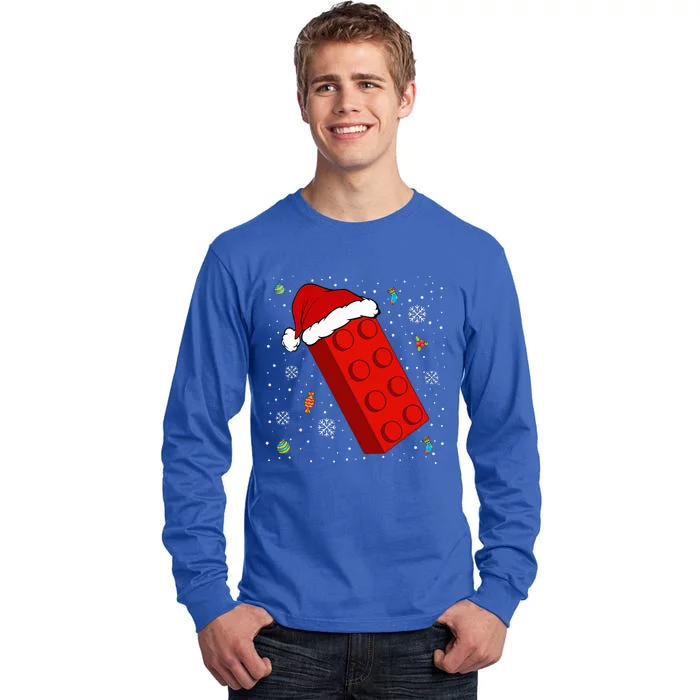 Block Brick Building Santa Xmas Christmas Master Builder Tall Long Sleeve T-Shirt