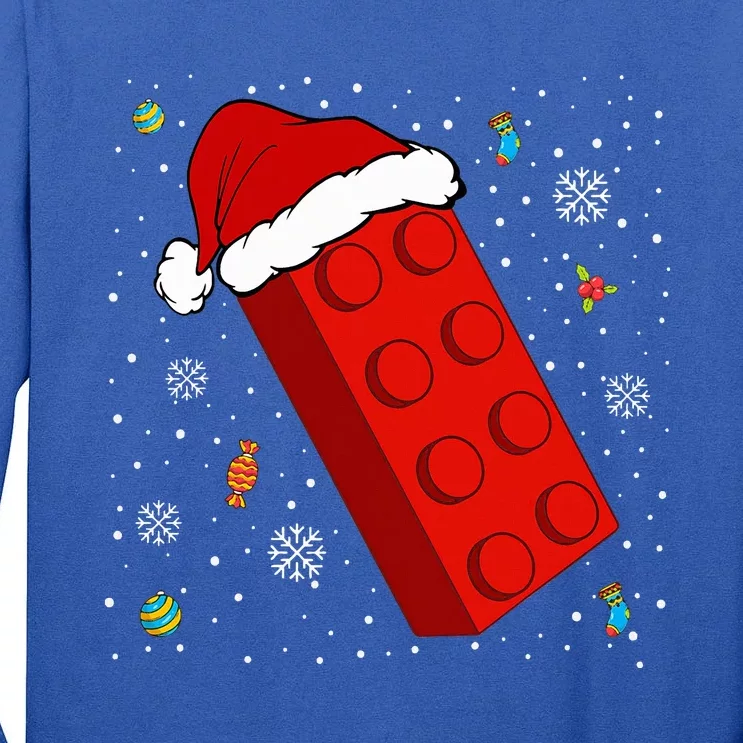 Block Brick Building Santa Xmas Christmas Master Builder Tall Long Sleeve T-Shirt