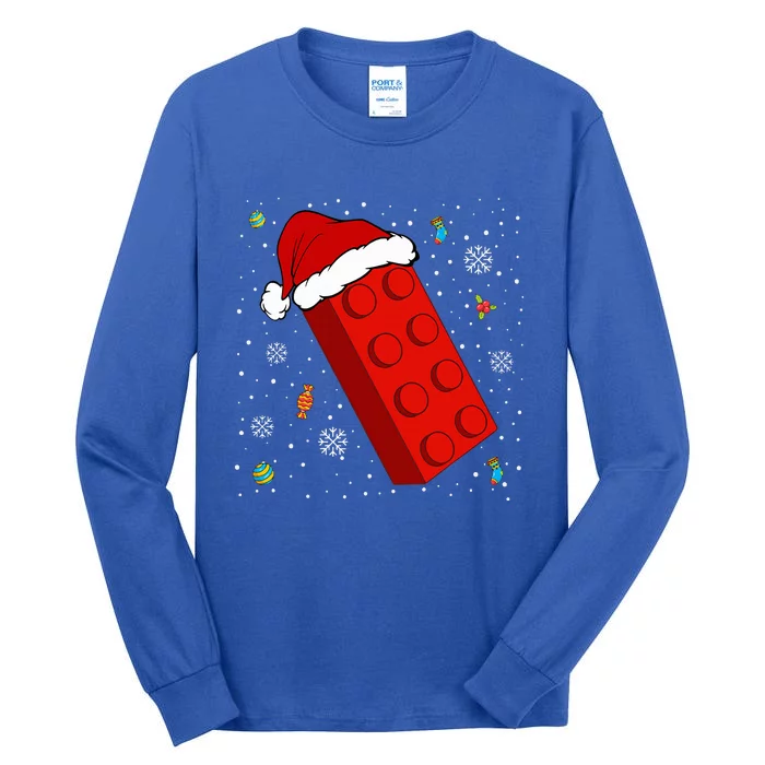 Block Brick Building Santa Xmas Christmas Master Builder Tall Long Sleeve T-Shirt