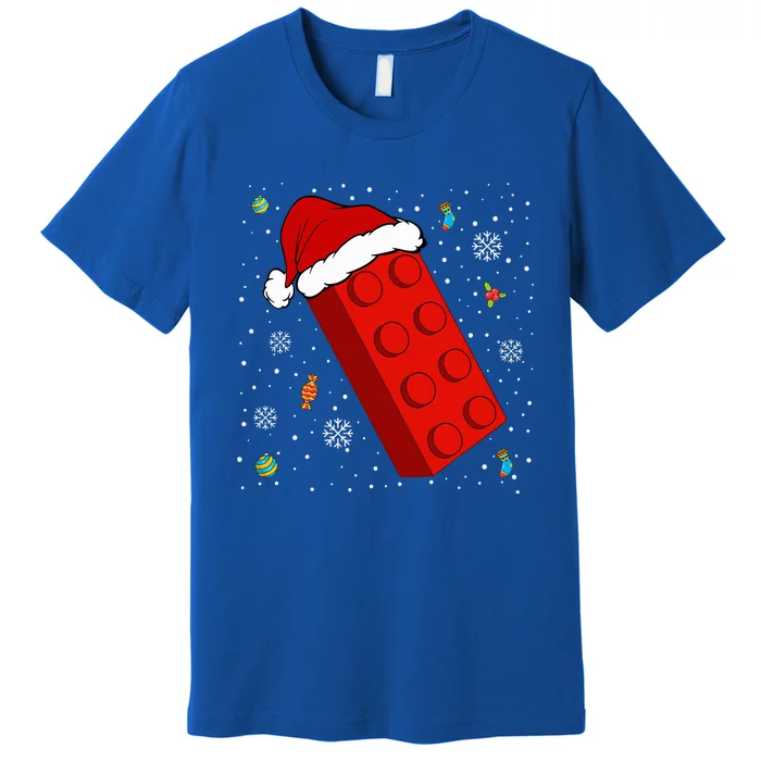 Block Brick Building Santa Xmas Christmas Master Builder Premium T-Shirt