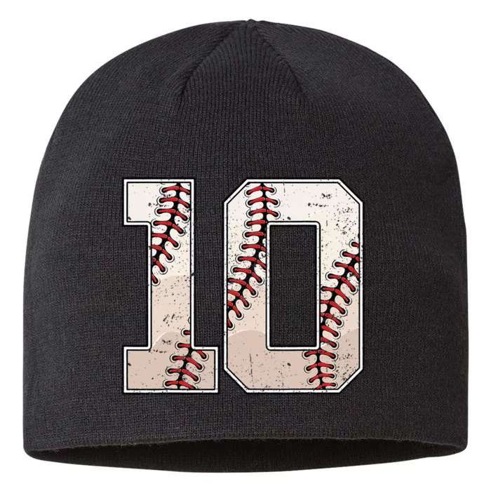 Baseball Birthday Boy Ten 10 Years Old 10th Bday Party 8 1/2in Sustainable Knit Beanie