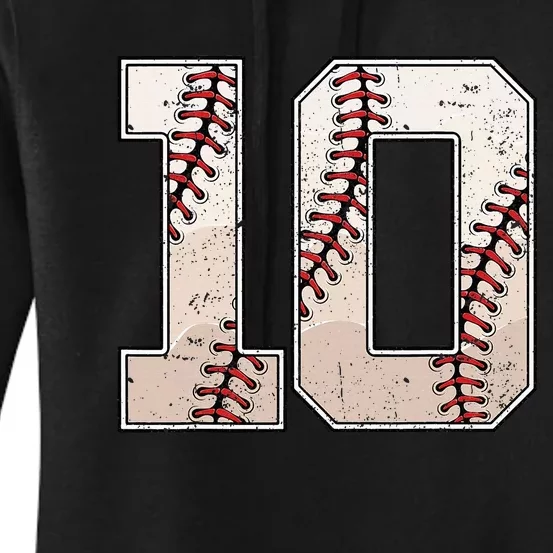 Baseball Birthday Boy Ten 10 Years Old 10th Bday Party Women's Pullover Hoodie