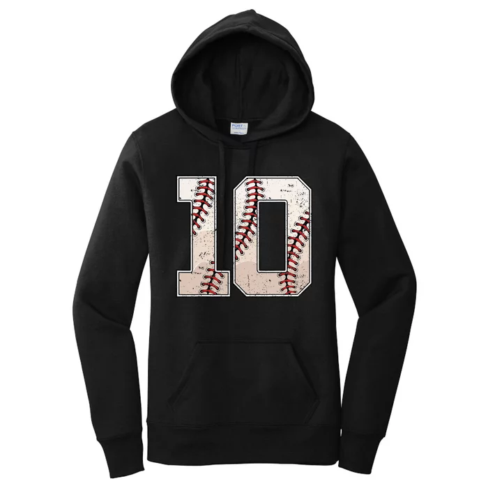 Baseball Birthday Boy Ten 10 Years Old 10th Bday Party Women's Pullover Hoodie