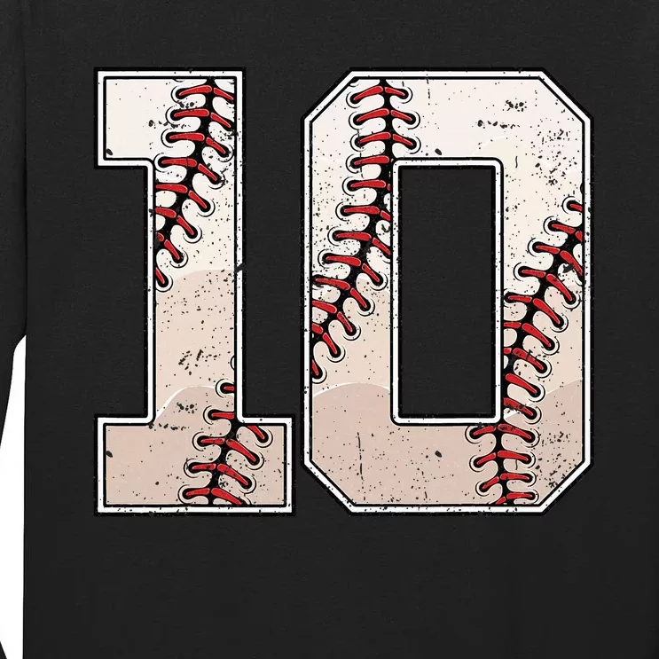 Baseball Birthday Boy Ten 10 Years Old 10th Bday Party Tall Long Sleeve T-Shirt