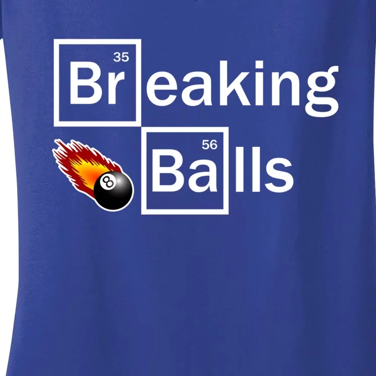 Breaking Balls Billiard Player Pool Snooker 8 Ball Funny Cute Gift Women's V-Neck T-Shirt