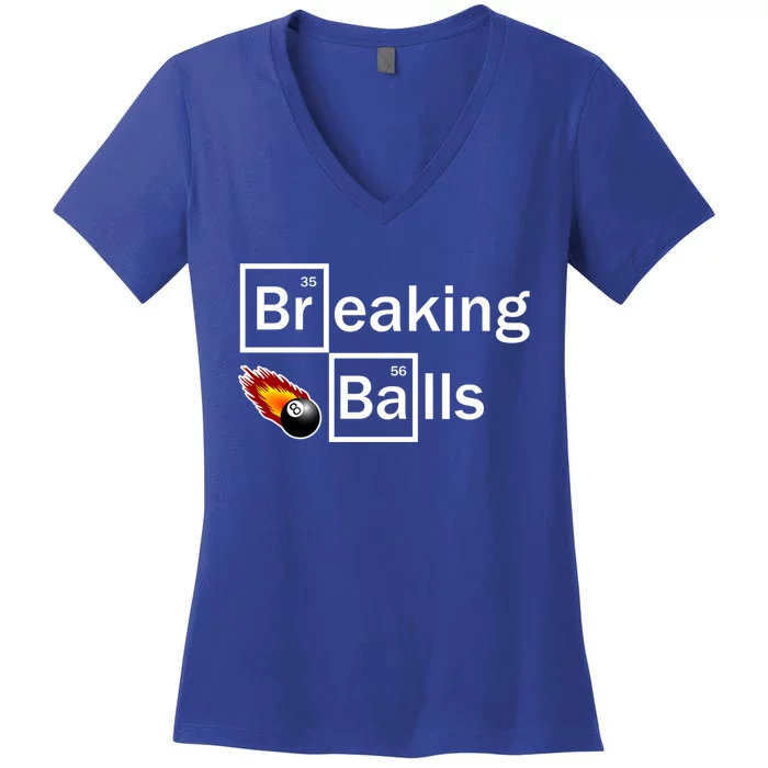 Breaking Balls Billiard Player Pool Snooker 8 Ball Funny Cute Gift Women's V-Neck T-Shirt