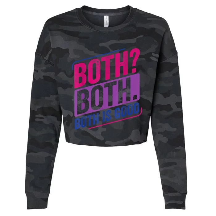 Both? Both? Bi Pride Bisexual Bisexuality Flag Cropped Pullover Crew