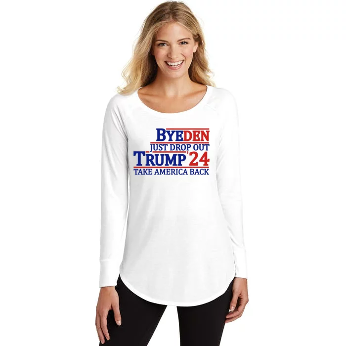 Byeden Bye Bye Biden Drop Out Trump 2024 Take America Back Women's Perfect Tri Tunic Long Sleeve Shirt