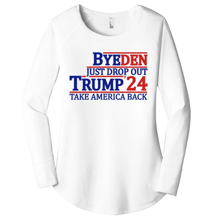 Byeden Bye Bye Biden Drop Out Trump 2024 Take America Back Women's Perfect Tri Tunic Long Sleeve Shirt