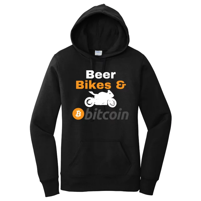 Beer Bikes Bitcoin, Vintage Bitcoin Logo, Bitcoin Crypto, Bitcoin Blockchain Women's Pullover Hoodie