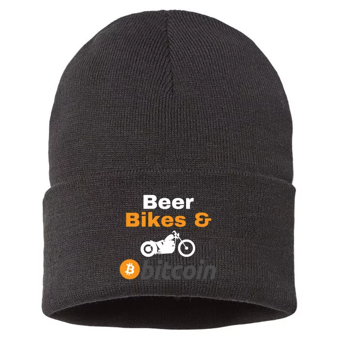 Beer Bikes Bitcoin, Vintage Bitcoin Logo, Bitcoin Blockchain, Bitcoin Crypto Sustainable Knit Beanie