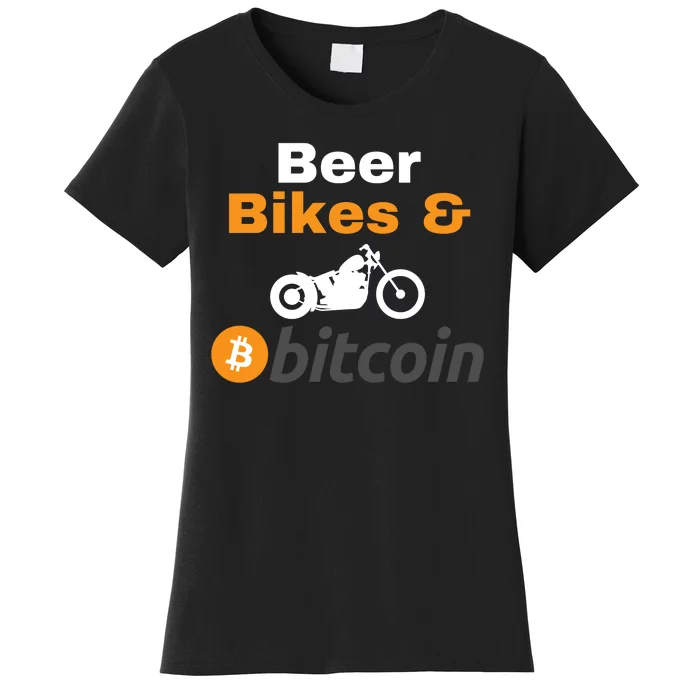 Beer Bikes Bitcoin, Vintage Bitcoin Logo, Bitcoin Blockchain, Bitcoin Crypto Women's T-Shirt