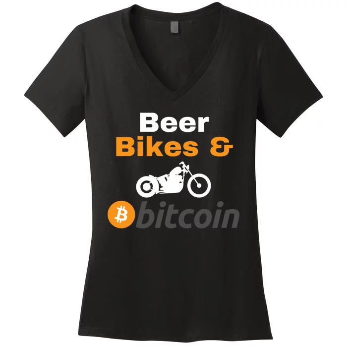 Beer Bikes Bitcoin, Vintage Bitcoin Logo, Bitcoin Blockchain, Bitcoin Crypto Women's V-Neck T-Shirt