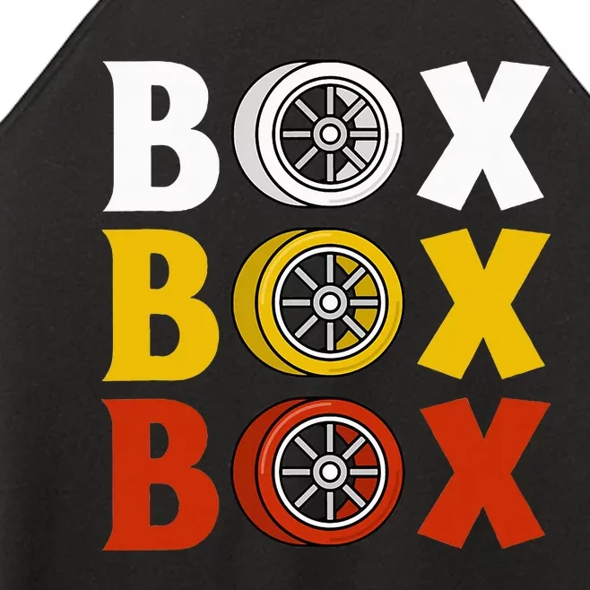 Box Box Box Formula Racing Radio Pit Box Box Box Women’s Perfect Tri Rocker Tank