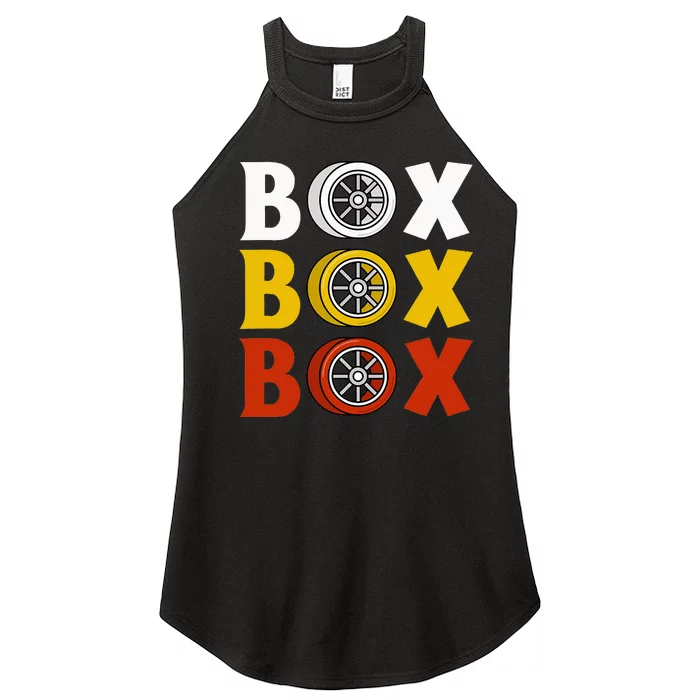 Box Box Box Formula Racing Radio Pit Box Box Box Women’s Perfect Tri Rocker Tank