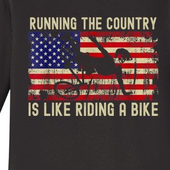 Biden Bike Bicycle Running The Country Is Like Riding A Bike Baby Long Sleeve Bodysuit