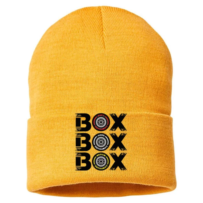 Box Box Box F1 Tyre Compound V2 Design Car Lover Sustainable Knit Beanie