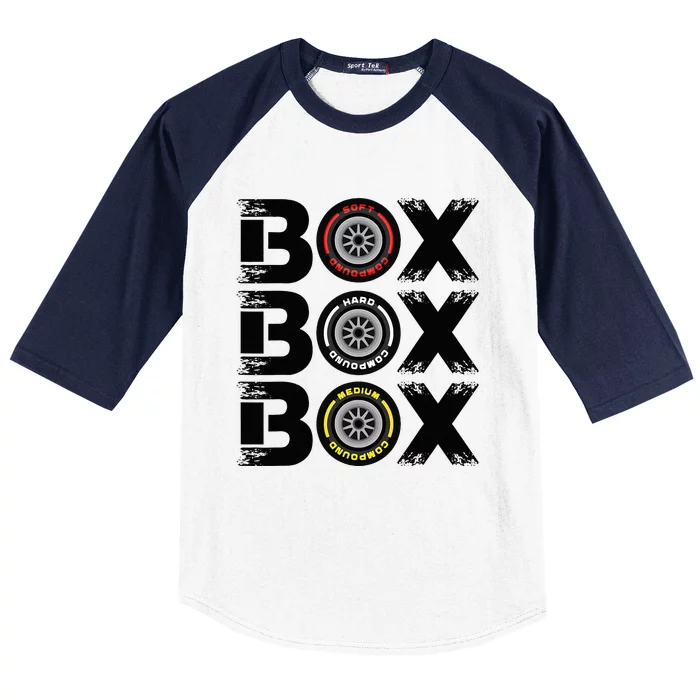 Box Box Box F1 Tyre Compound V2 Design Car Lover Baseball Sleeve Shirt