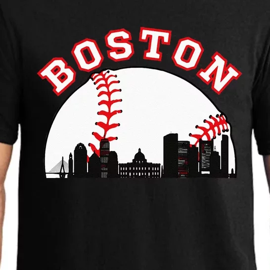 Boston Baseball Boston MA Cityscape BOS Skyline Pajama Set