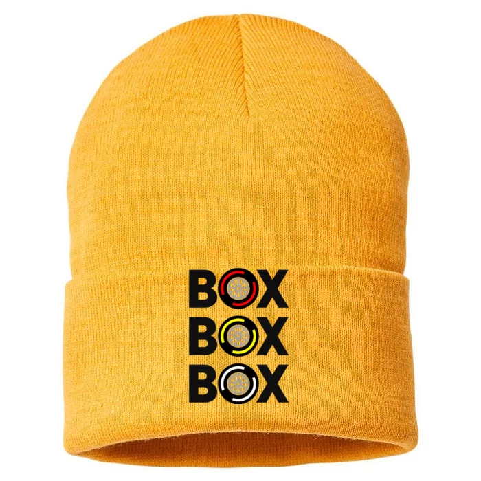 Box Box Box Racing Gift Race Car Driver Sustainable Knit Beanie