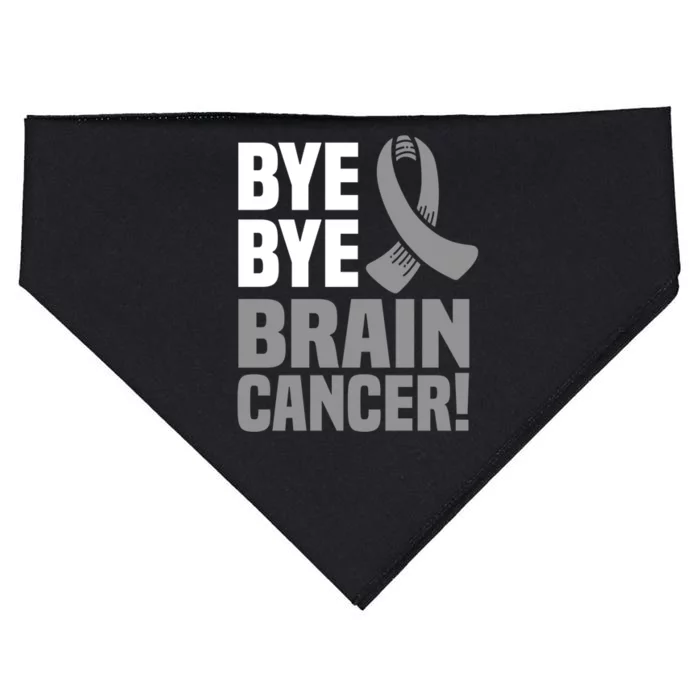 Bye Bye Brain Cancer Survivor Gray Awareness Ribbon Cute Gift USA-Made Doggie Bandana