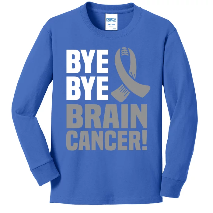 Bye Bye Brain Cancer Survivor Gray Awareness Ribbon Cute Gift Kids Long Sleeve Shirt