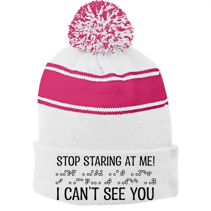 Braille Blind Blindness Awareness Visually Impaired Stripe Pom Pom Beanie