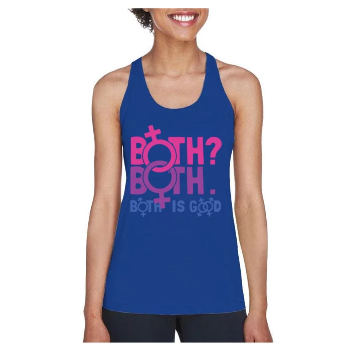 Both? Both Both Is Good Bi Pride Humor Bisexual Pride Gift Women's Racerback Tank