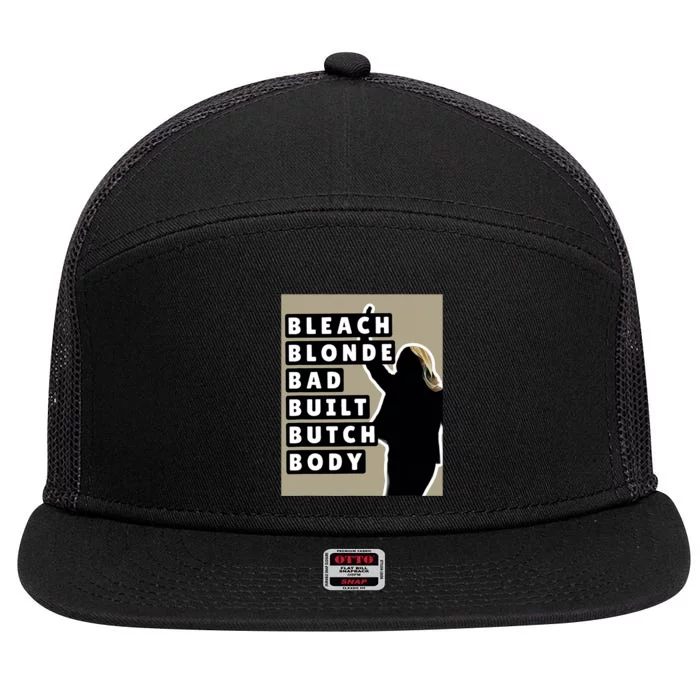 Bleach Blonde Bad Built Butch Body 7 Panel Mesh Trucker Snapback Hat