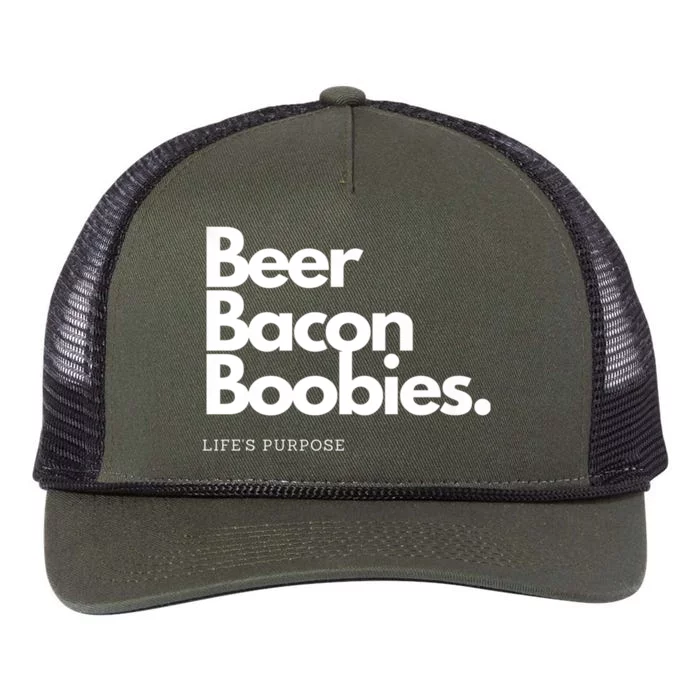 Beer Bacon Boobies Premium Retro Rope Trucker Hat Cap