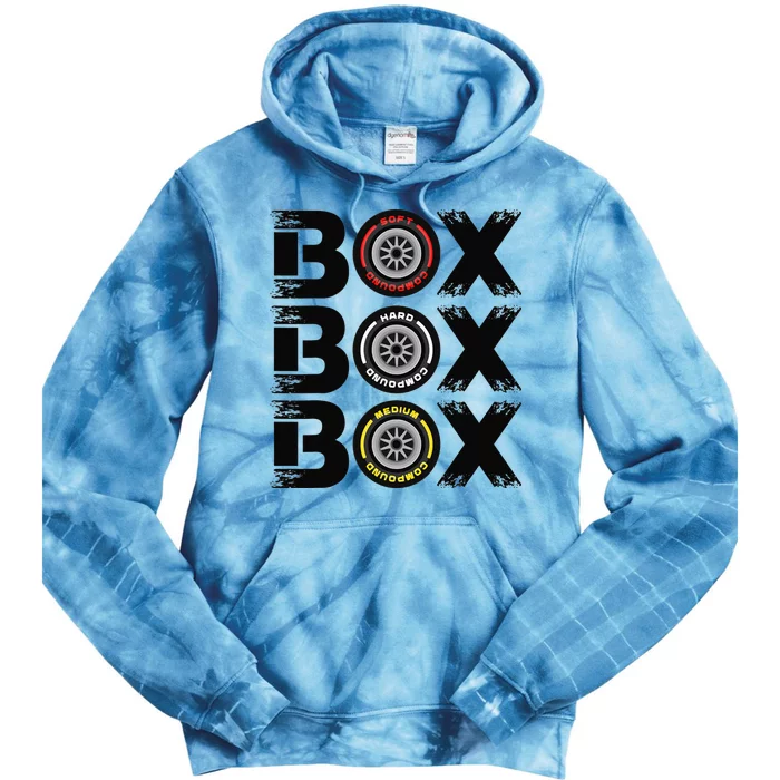 Box Box Box F1 Tyre Compound V2 Design Car Lover Tie Dye Hoodie