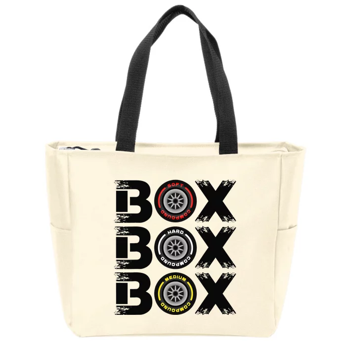 Box Box Box F1 Tyre Compound V2 Design Car Lover Zip Tote Bag