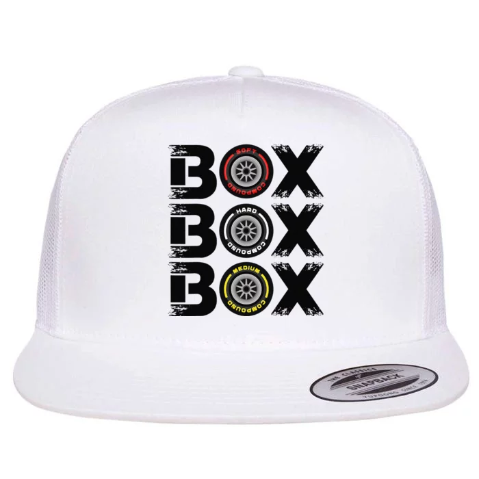 Box Box Box F1 Tyre Compound V2 Design Car Lover Flat Bill Trucker Hat