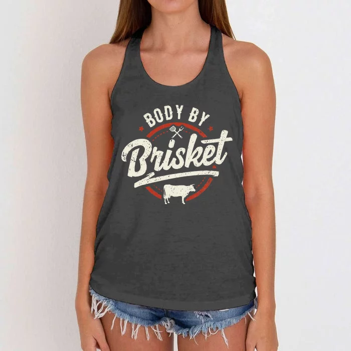 Body By Brisket Backyard Cookout BBQ Grill Women's Knotted Racerback Tank