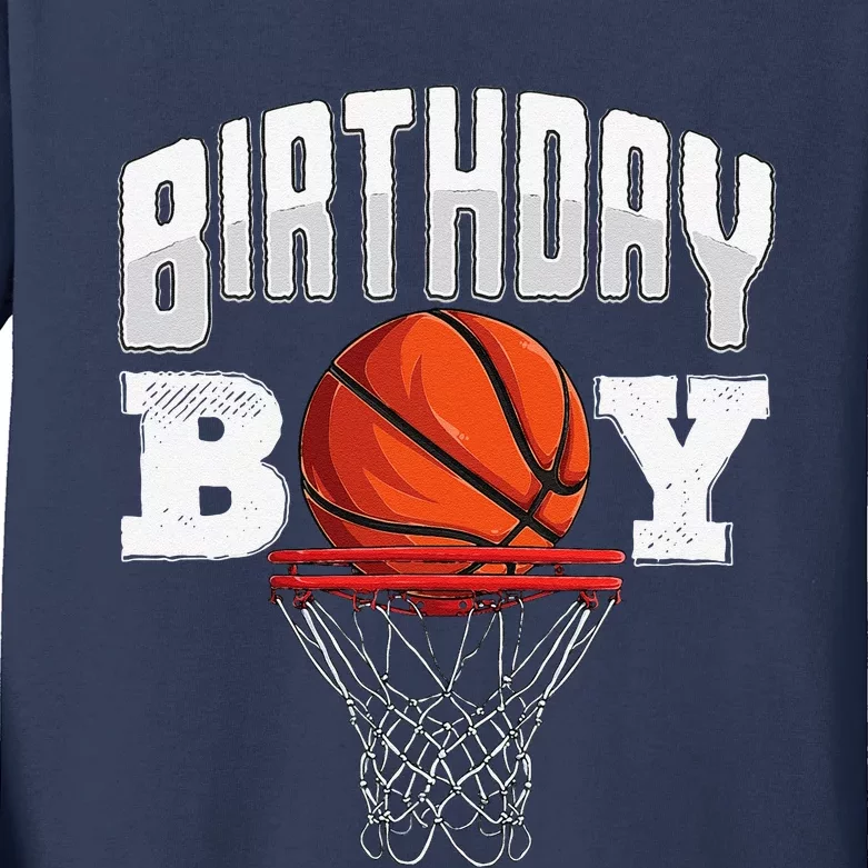 Basketball Birthday Boy Player Basketball Player Birthday Kids Long Sleeve Shirt