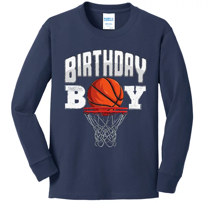 Basketball Birthday Boy Player Basketball Player Birthday Kids Long Sleeve Shirt