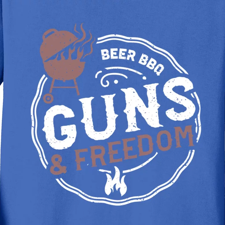 Beer: Beer Bbq Guns And Freedom Bbq Sayings Gift Kids Long Sleeve Shirt