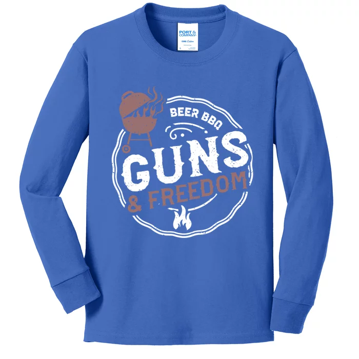 Beer: Beer Bbq Guns And Freedom Bbq Sayings Gift Kids Long Sleeve Shirt