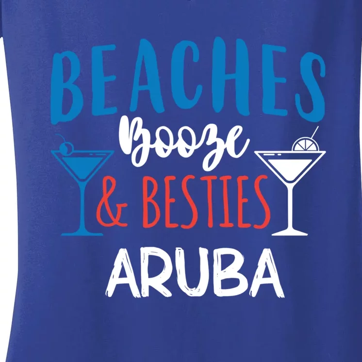 Beaches Booze Besties Bachelorette Aruba Trip Gift Women's V-Neck T-Shirt