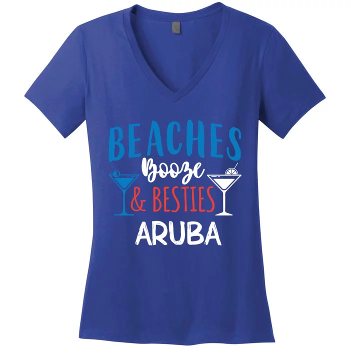 Beaches Booze Besties Bachelorette Aruba Trip Gift Women's V-Neck T-Shirt