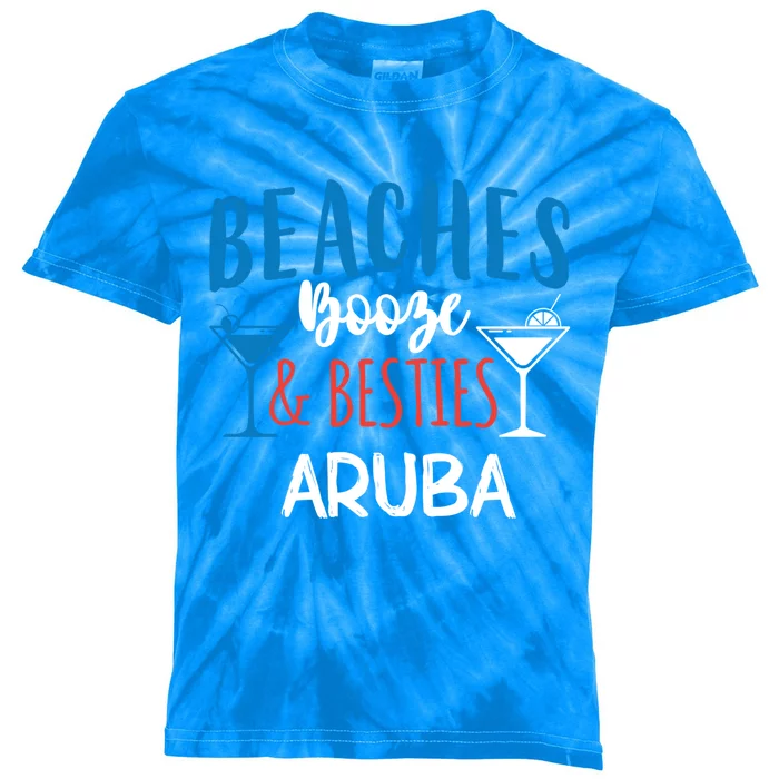 Beaches Booze Besties Bachelorette Aruba Trip Gift Kids Tie-Dye T-Shirt